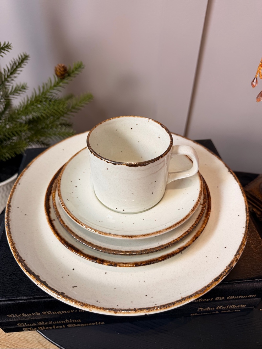 MCM J&G MEAKIN LIFESTYLE 5 pieces Dinner Set Stoneware Cream Brown England
